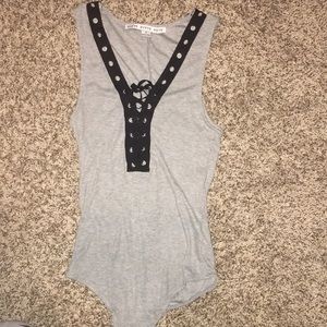 Grey and black bodysuit